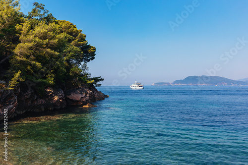 Amazing view of the sea near Budva city from the hill, Montenegro.