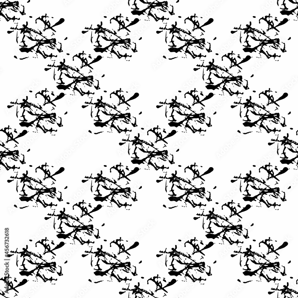 Vector Plaid Brush Seamless Pattern Grange Minimalist Check Geometric Design in Black Color. Modern Grung Collage Background for kids fabric and textile