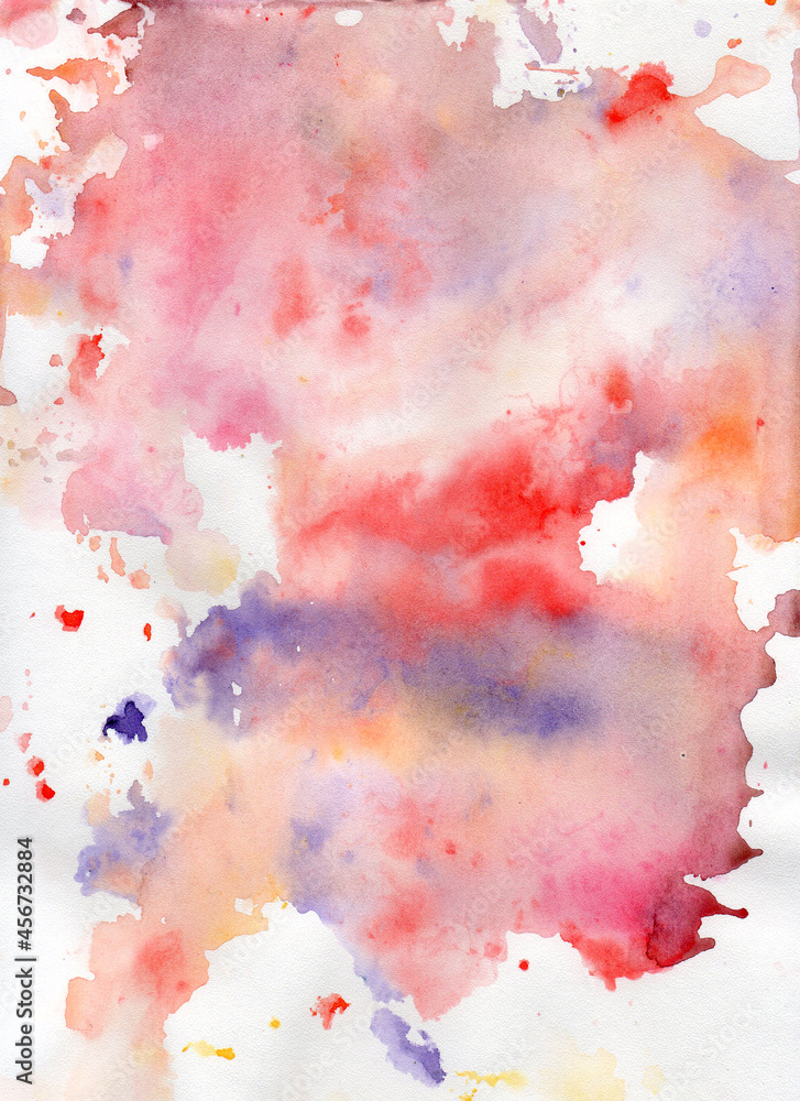 Grunge watercolor texture background with red and purple splashes