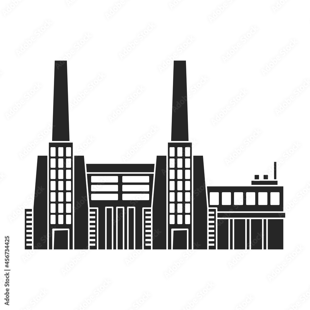 Obraz premium Factory building vector icon.Black vector icon isolated on white background factory building.