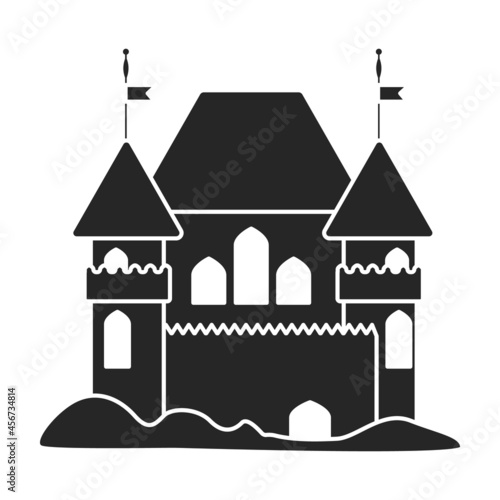 Sand castle vector icon.Black vector icon isolated on white background sand castle.