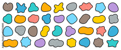 Bloobs shape collection, random abstract stains. Liquid bg, organic fluid, cartoon spot for background, comic speech bubble. Vector illustration