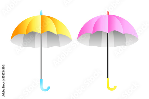 黄色とピンク色の傘。