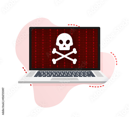 Cyber attack. Data Phishing with fishing hook, laptop, internet security. Vector stock illustration.