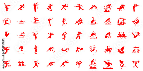 Summer sport pictograph RED No frame スポーツ ピクトグラム,赤,枠なし,SVG