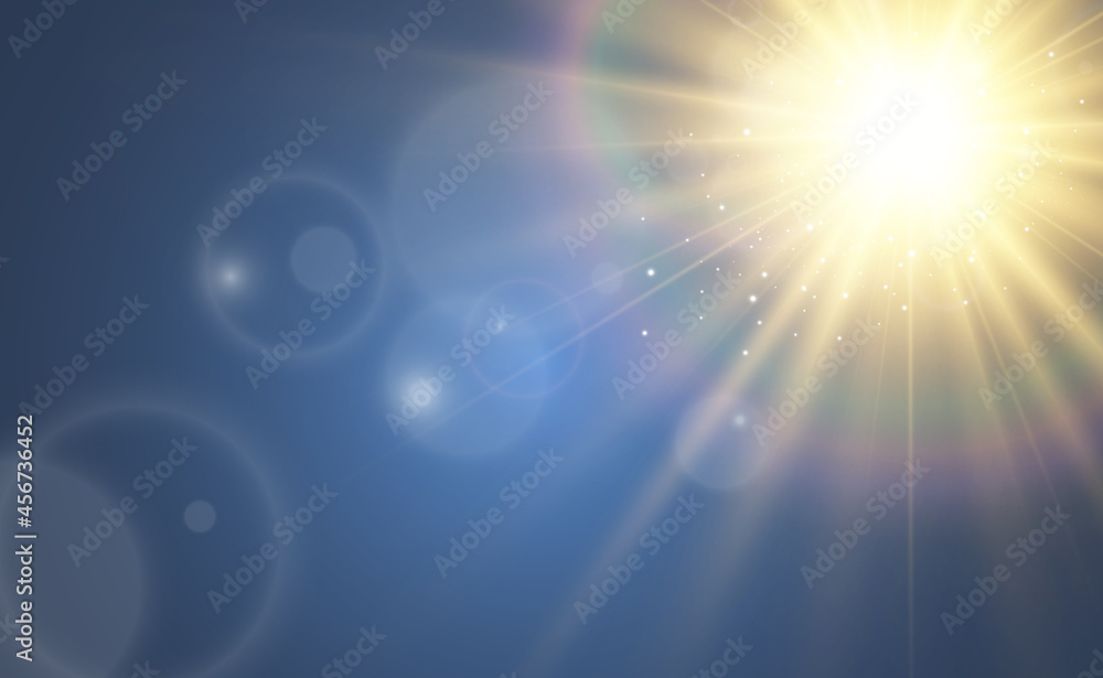 Fototapeta premium Bright beautiful star.Vector illustration of a light effect on a transparent background. 