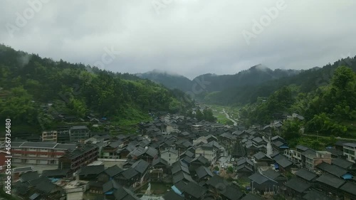 Aerial view of Dali Dong traditional Chinese village, Guizhou province. photo