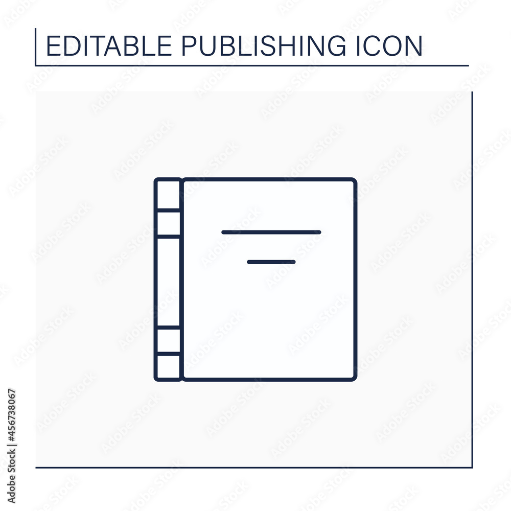 Front cover line icon. Front page in books, magazines. Essential elements is title and author name.Publishing concept. Isolated vector illustration. Editable stroke Front cover line icon. Front page in books, magazines. Essential elements is title and author name.Publishing concept. Isolated vector illustration. Editable stroke