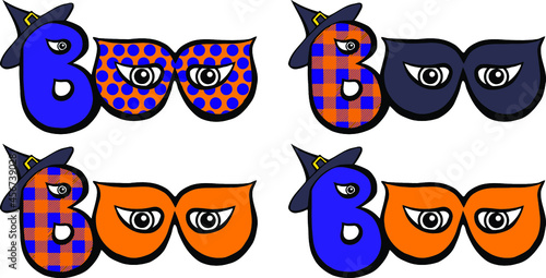 Halloween boo with mask and witches hat