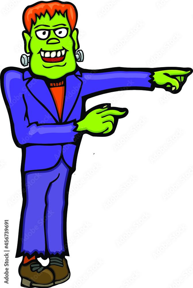 Frankenstein pointing to the side | Halloween monster Frankenstein pointing to the side | Halloween monster