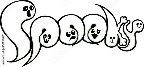 funny ghosts in shape of spooky | Halloween design