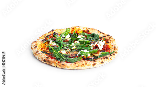Pizza Cream cheese with balsamic isolated on a white background.