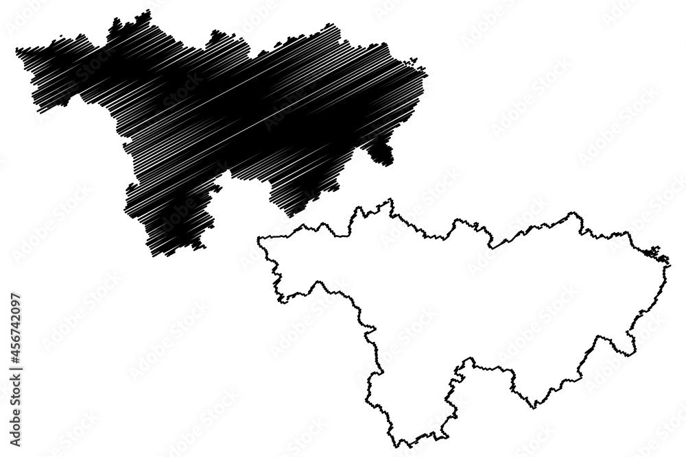Aligarh district (Uttar Pradesh State, Republic of India) map vector illustration, scribble sketch Aligarh map