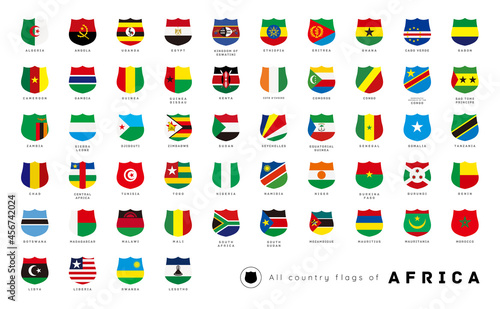 All country National flags of Africa / vector illustration / icon set [shield] 