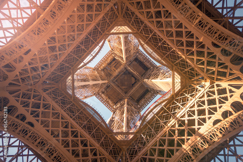 Eiffel Tower with geometrical ornament in city