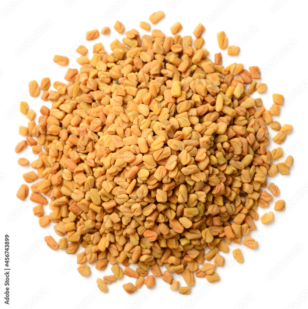 fenugreek seeds isolated on the white background, top view fenugreek seeds isolated on the white background, top view