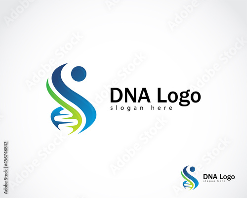 DNA logo creative people abstract health care genetic design concept