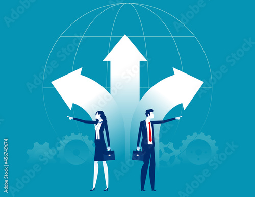 Business social conflict. People pointing for direction investment