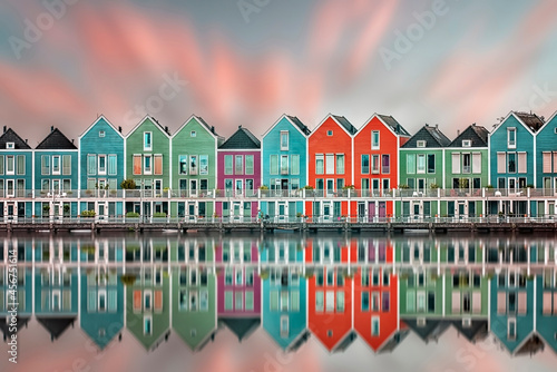 Photography Colorful wooden houses in Holland
