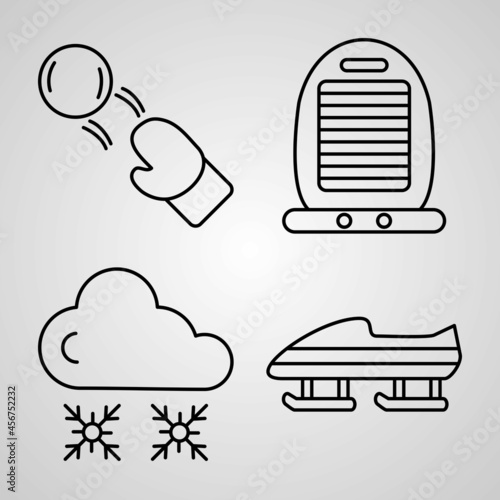 Winter Line Icons Set Isolated On White Outline Symbols Winter