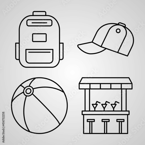 Set of Vector Line Icons of Summer