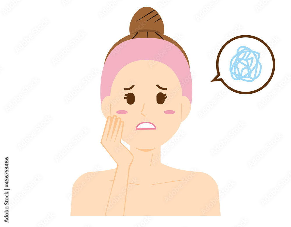 Vector illustration of a woman doing skin care. Vector illustration of a woman doing skin care.