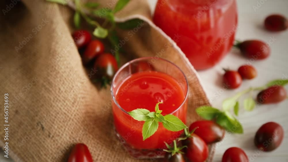 homemade freshly squeezed tomato juice with pulp in a glass decanter homemade freshly squeezed tomato juice with pulp in a glass decanter