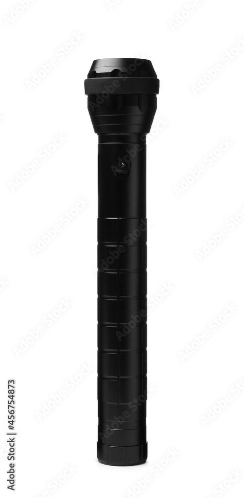 Modern tourist flashlight isolated on white. Camping equipment Modern tourist flashlight isolated on white. Camping equipment