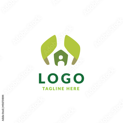 Logo house eco tree design geometric