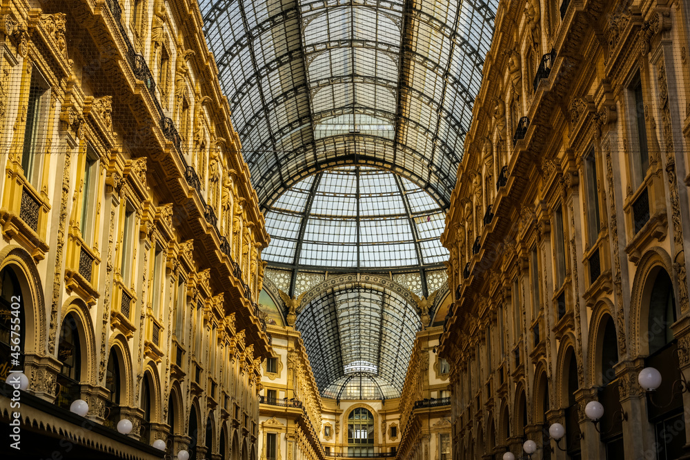 View of Vittorio Emanuele Gallery in Milano Downtown