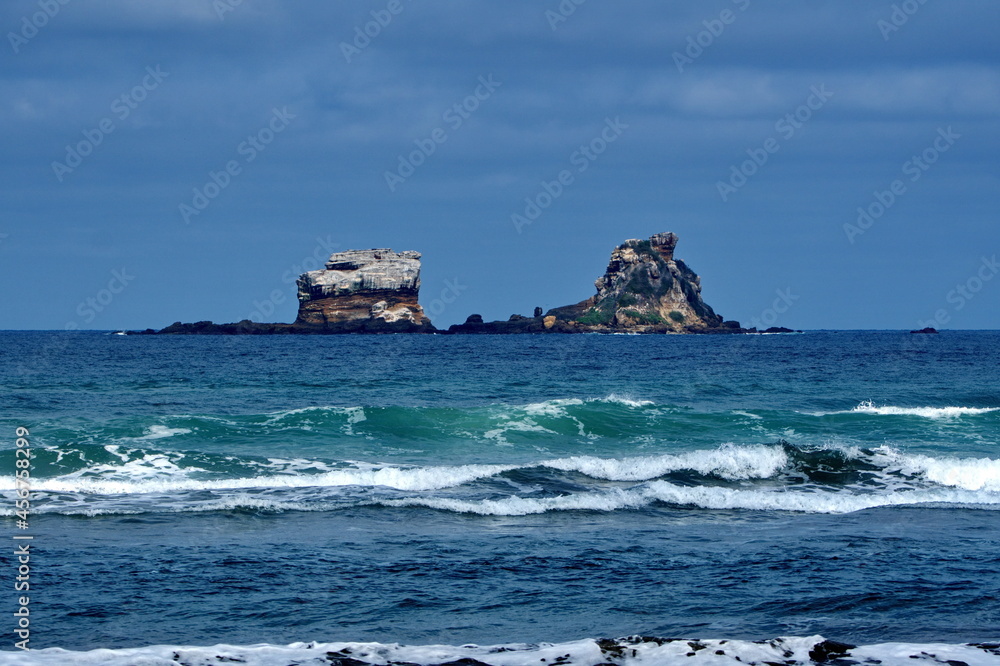 Rocky islets off the beach in Ayampe, Ecuador Rocky islets off the beach in Ayampe, Ecuador