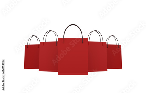 red shopping bag on white background. clipping paths. 3d illustration