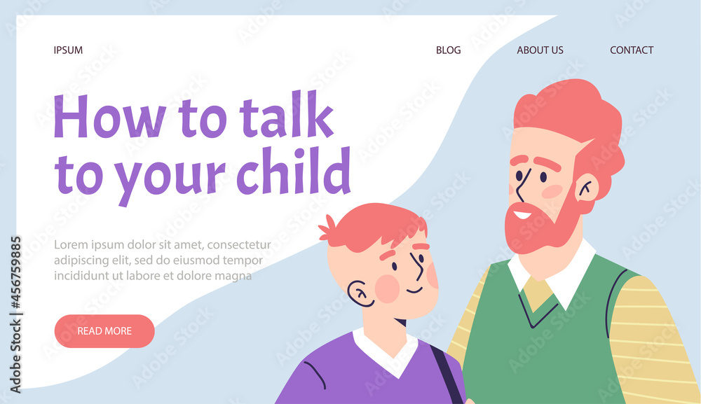 Family advisor or counselor website with father and child vector illustration. Family advisor or counselor website with father and child vector illustration.