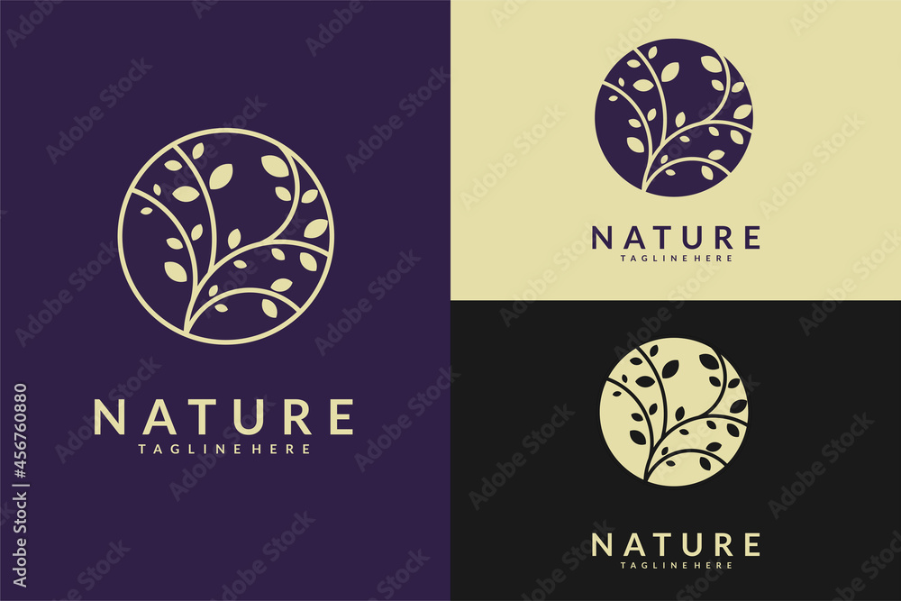 leaf logo design isolated circle . flat tree vector nature logo design illustration leaf logo design isolated circle . flat tree vector nature logo design illustration