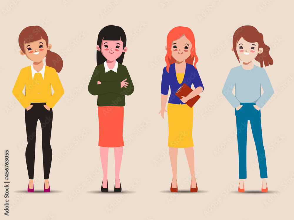 Set of young pretty businesswoman office worker pose. Set of young pretty businesswoman office worker pose.