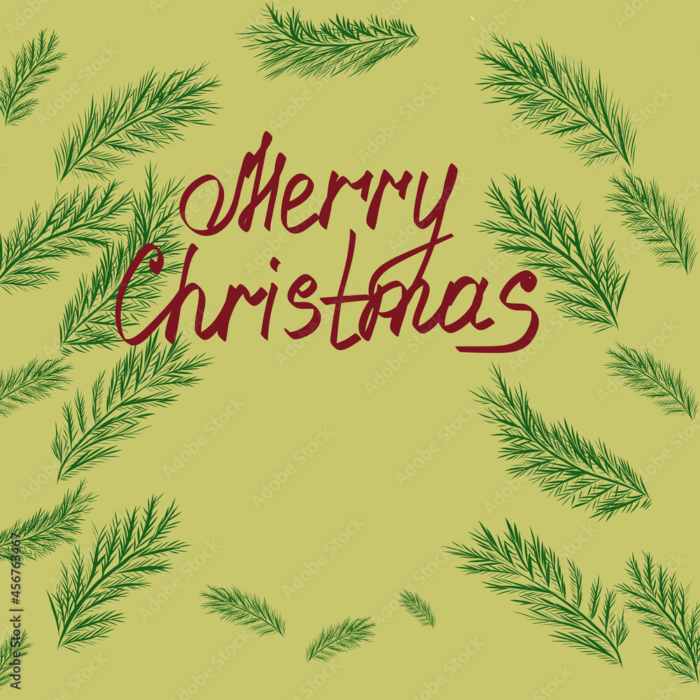 Merry Christmas. Decorated cover in shades of green, illustration.