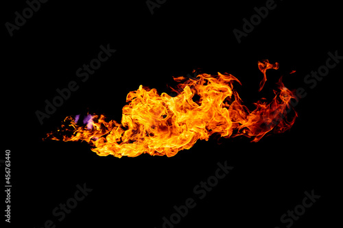 Billede på lærred Flames caused by the explosion of the oil isolated on black background