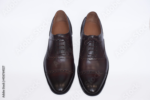 pair of dark brown shoes