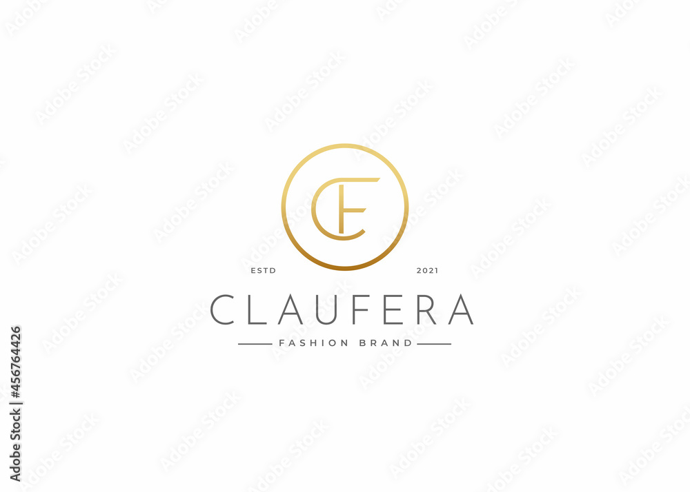 Minimalist luxury letter C F logo design template