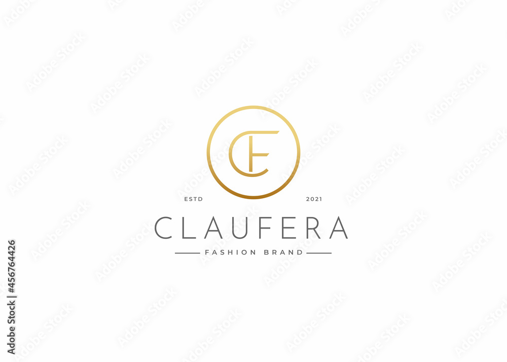 Minimalist luxury letter C F logo design template Minimalist luxury letter C F logo design template