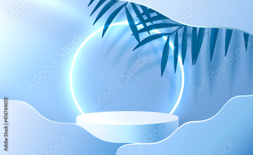 Stage podium with lighting, Stage Podium Scene with for Award, Decor element background. Vector