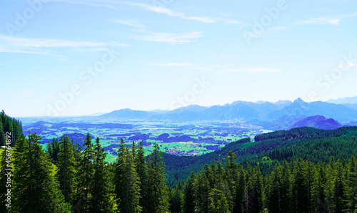 View from the Alpspitz alpine summit in the Allgäu. Bavarian panorama landscape. © Elly Miller