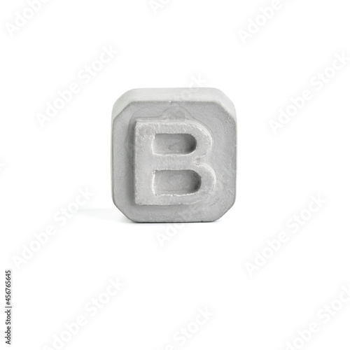 Letter B. Gray concrete alphabet isolated on white background.