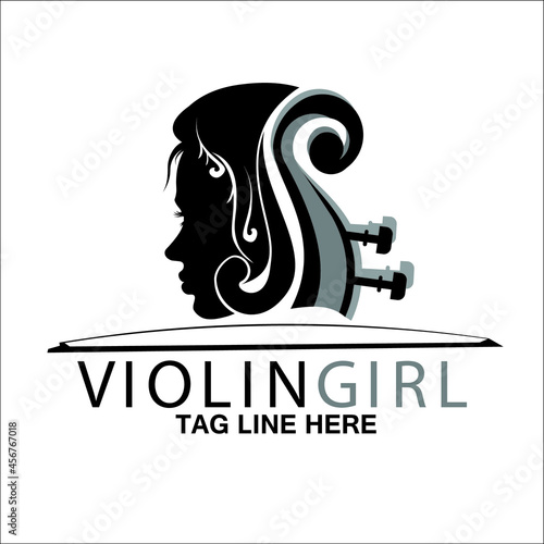 illustration logo girl  music violin vector art concert