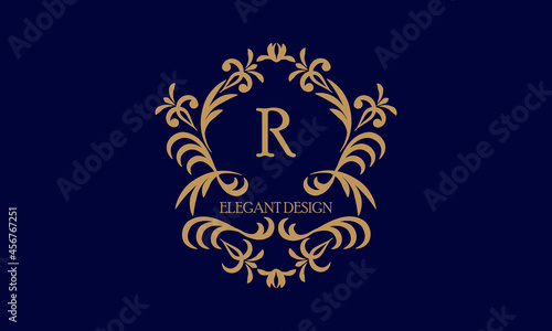 Exquisite monogram template with the initial letter R. Logo for cafe, bar, restaurant, invitation. Elegant company brand sign design.