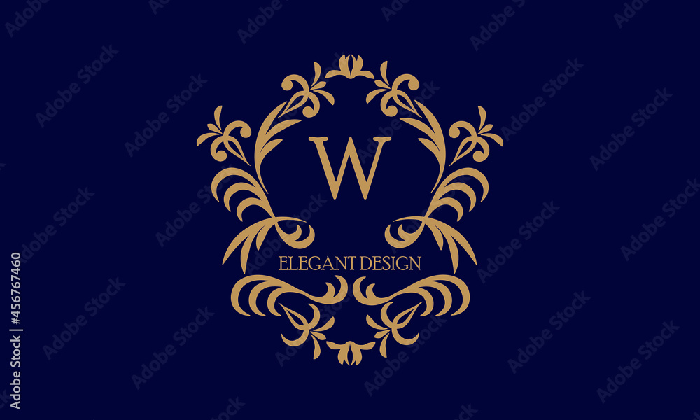 Exquisite monogram template with the initial letter W. Logo for cafe, bar, restaurant, invitation. Elegant company brand sign design.