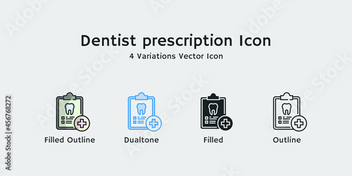Dentists prescription icon for the patient to take the medicine vector graphics