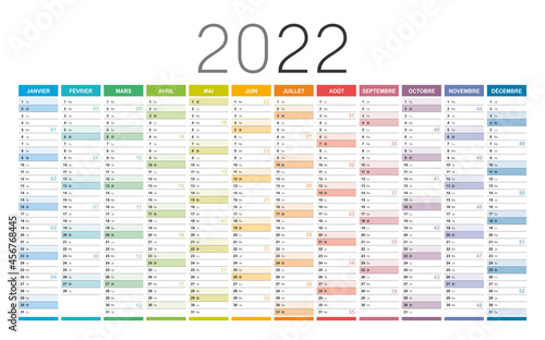 Calendrier Agenda 2022 couleur