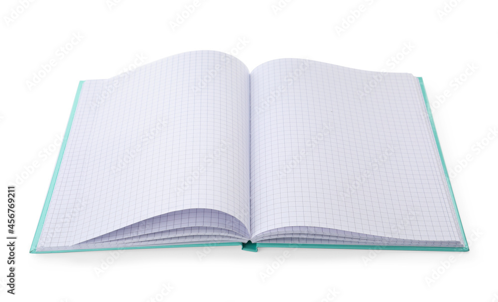 Open notebook with blank sheets isolated on white Open notebook with blank sheets isolated on white