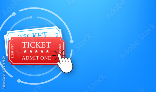 Get your ticket online. Cinema movie ticket online order concept. Vector illustration.